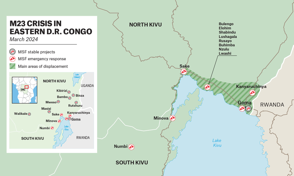 Krisenkarte der Demokratischen Republik Kongo März 2024