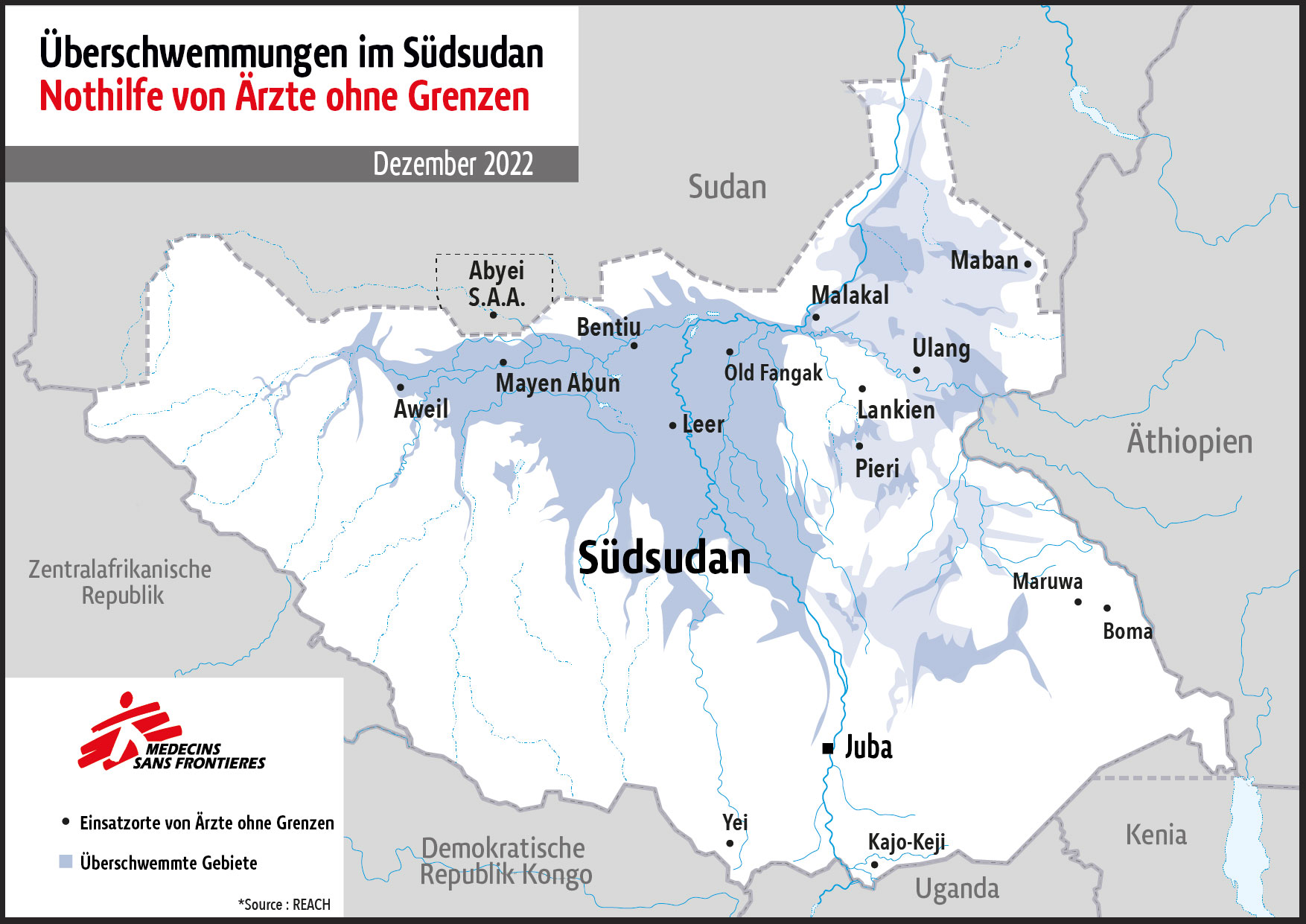 Die Überschwemmungen im Südsudan richteten nun schon zum vierten Mal in Folge großflächige Zerstörung an 