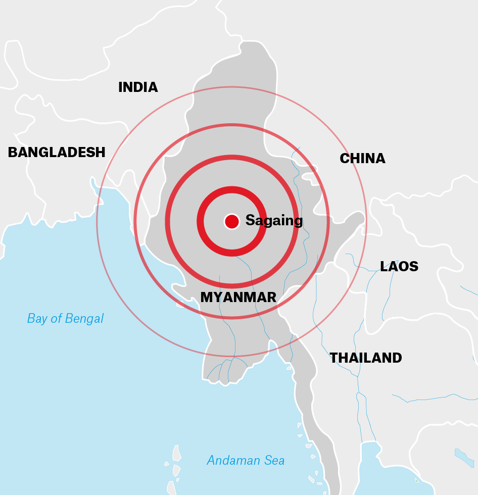 Schweres Erdbeben erschüttert Myanmar und umliegende Länder