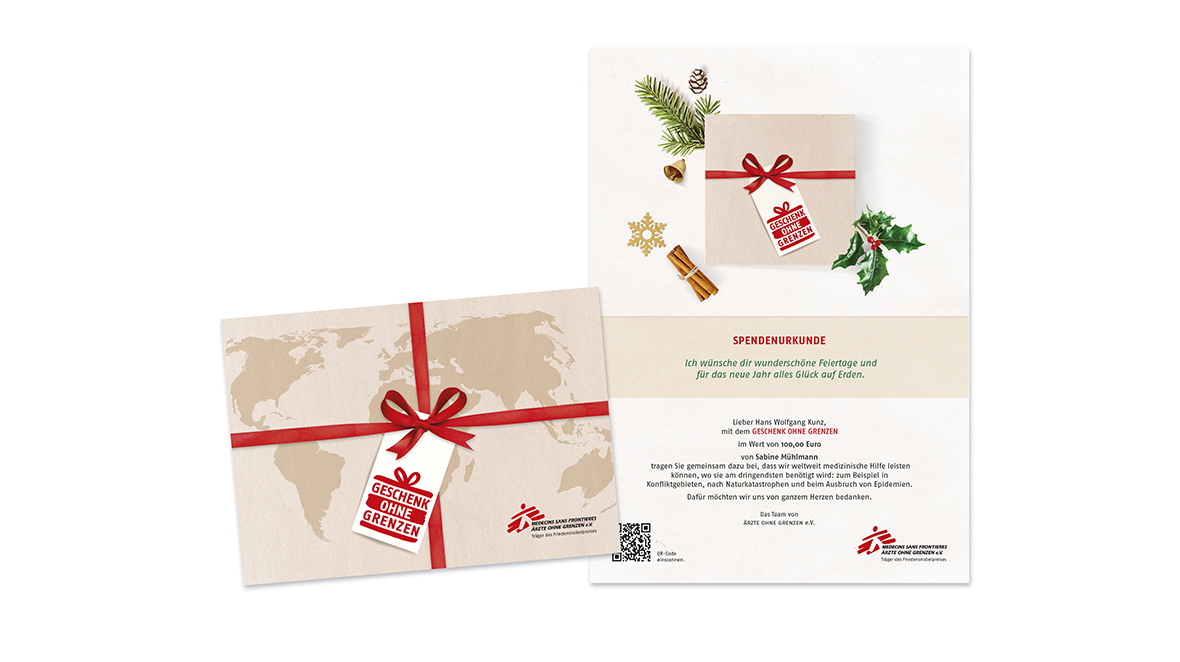 Die Feiertage sind für Viele ein Anlass zu spenden. Überlegen Sie doch eine Spende zu verschenken. Urkunde zur Geschenkspende anlässlich der Feiertage