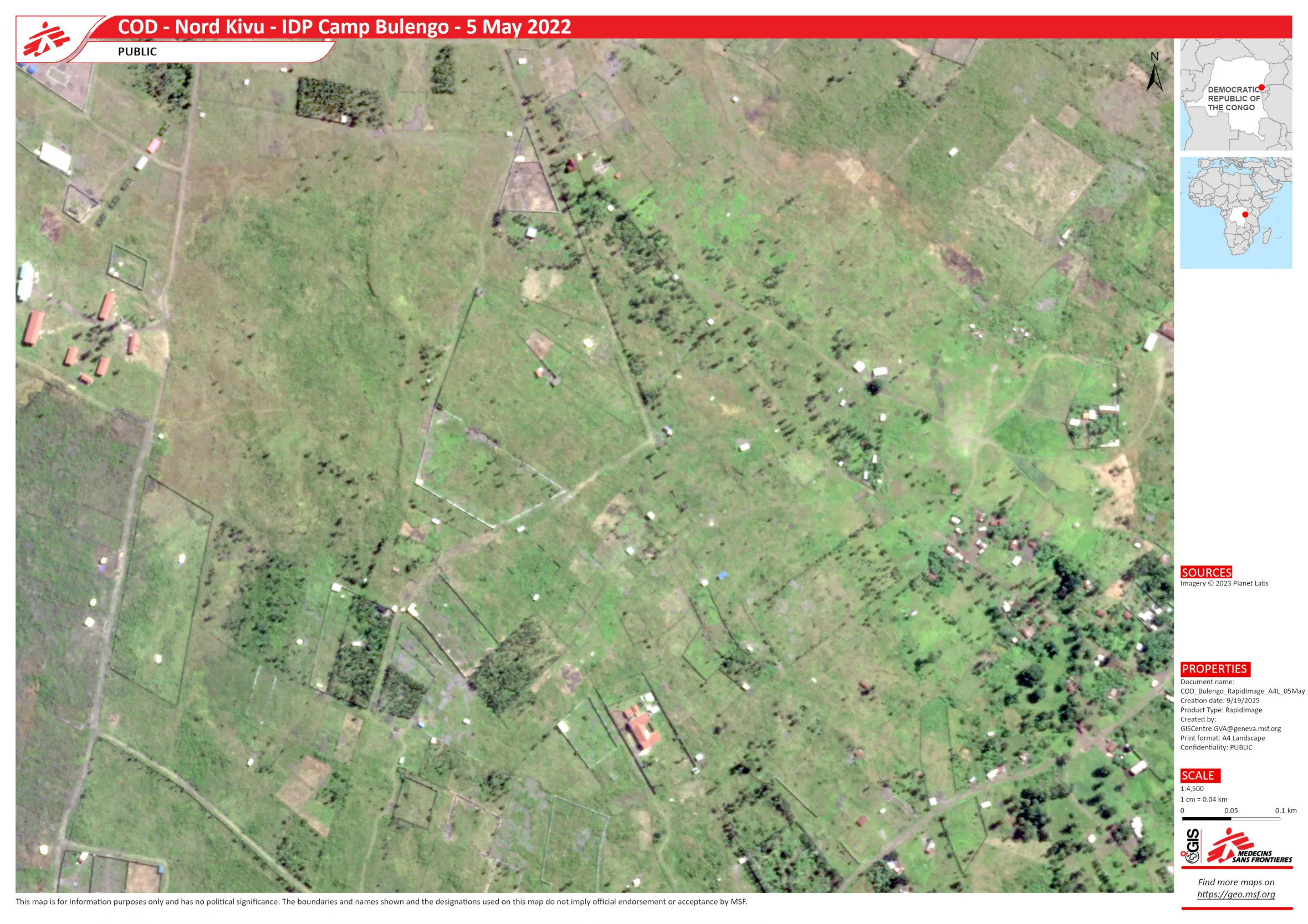 Satellitenaufnahme Nahe Goma  in der DR Kongo.