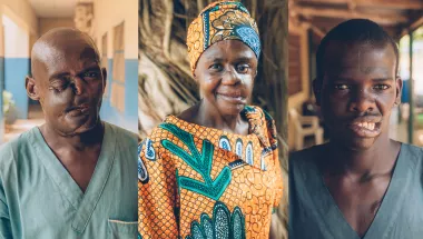 Noma-Überlebende Dahiru Saidu, Mulikat Okanlawon und Muhammadu Usman