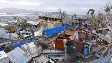 Verwüstete Barackensiedlung "La Vigie".