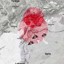 Vom Erdbeben am 6. Februar betroffene Region in Syrien und der Türkei.. Vom Erdbeben am 6. Februar betroffene Region in Syrien und der Türkei..