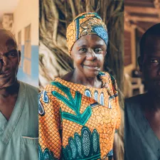 Noma-Überlebende Dahiru Saidu, Mulikat Okanlawon und Muhammadu Usman