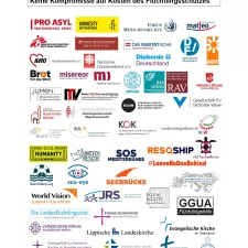 60 zivilgesellschaftliche Organisationen kritisieren Pläne zur Reform des EU-Asylsystems Logos zivilgesellschaftliche Organisationen
