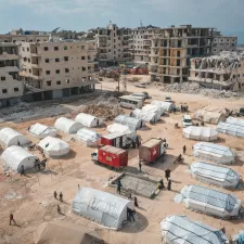 Mobile Kliniken in Lastwagen nach dem Erdbeben in der Türkei