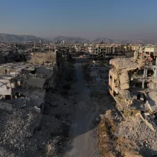 Zerstörte Teile der Stadt Ost-Ghuta (Syrien)