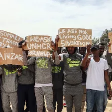 Flüchtlinge in einem Internierungslager in Libyen.