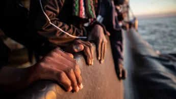 Gerettete an Bord des Seenotrettungsschiffs Geo Barents