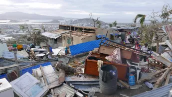 Verwüstete Barackensiedlung "La Vigie".