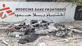 Zerstörte Fahrzeuge unseres Konvois in Gaza.