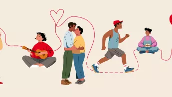 Grafik zeigt verschiedene gezeichnete Figuren in unterschiedlichen Situationen. 