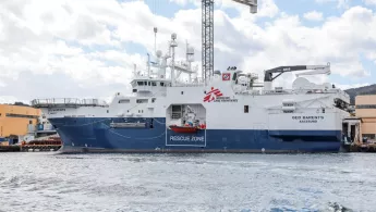 Das von Ärzte ohne Grenzen gecharterte Schiff "Geo Barents" startet zur Seenotrettung im Mittelmeer.