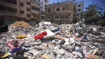 Ein Trümmerhaufen in der Stadt Gaza nach einem israelischen Luftangriffen.