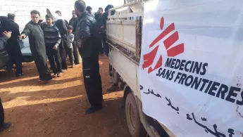 Verteilung von Hilfsgütern in Idlib.