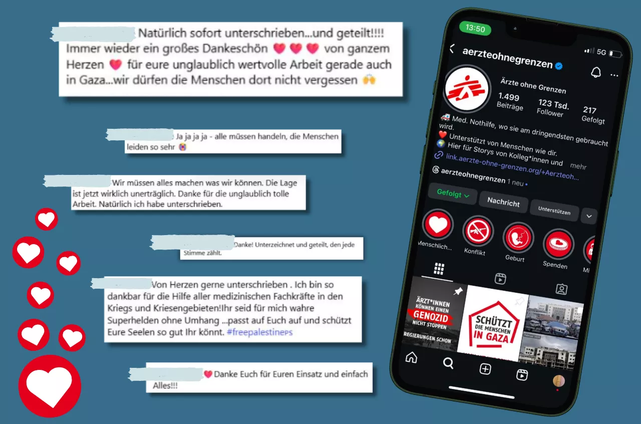 Eine Collage: viele positive Kommentare zur Kampagne