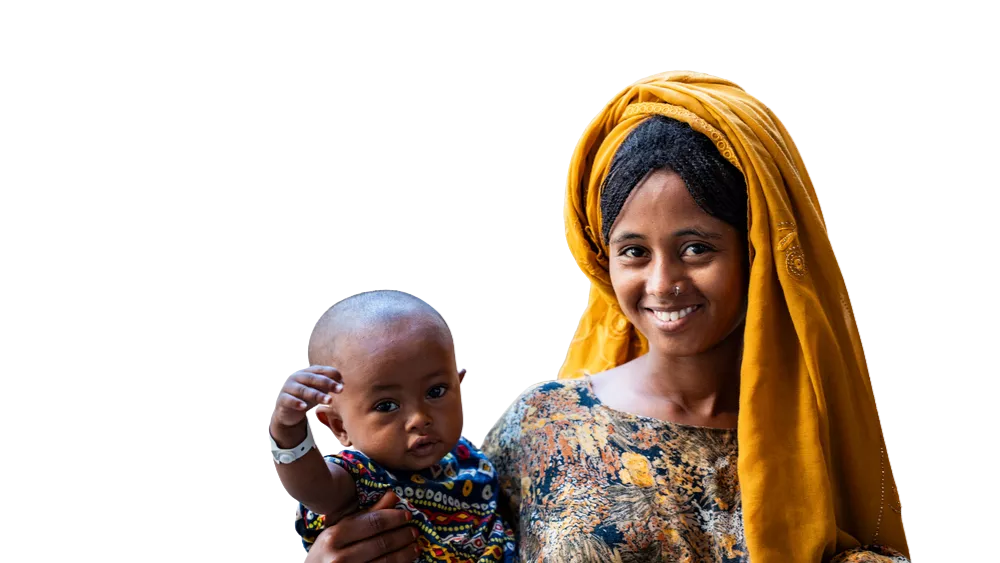 Mutter mit Kind auf Arm