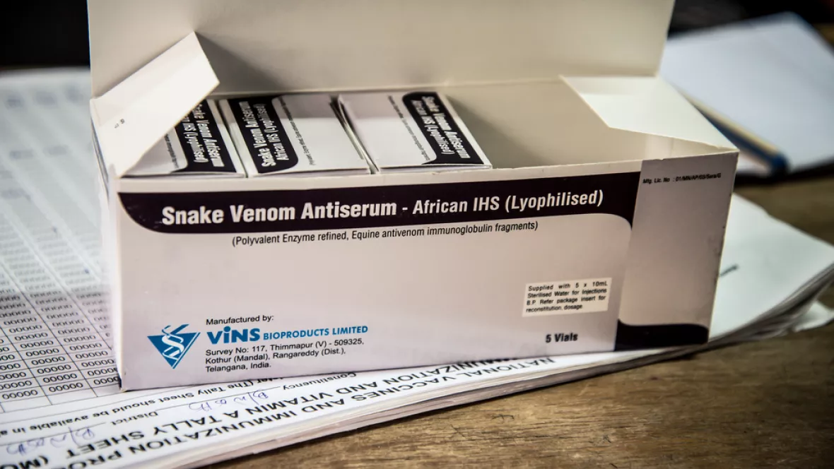 Schachtel mit Gegengift zur Behandlung von Schlangenbissen&nbsp;