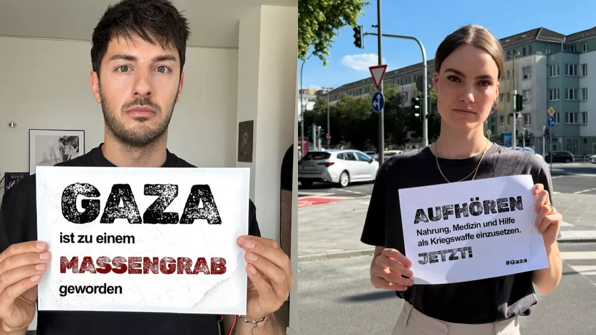 Zwei Influencer*innen machen auf die Situation in Gaza aufmerksam.