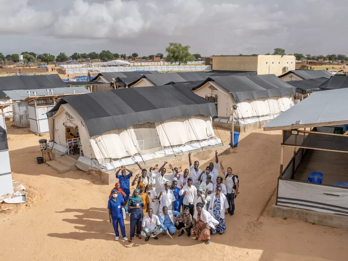 Luftaufnahme des Teams von Ärzte ohne Grenzen im Camp Adré.