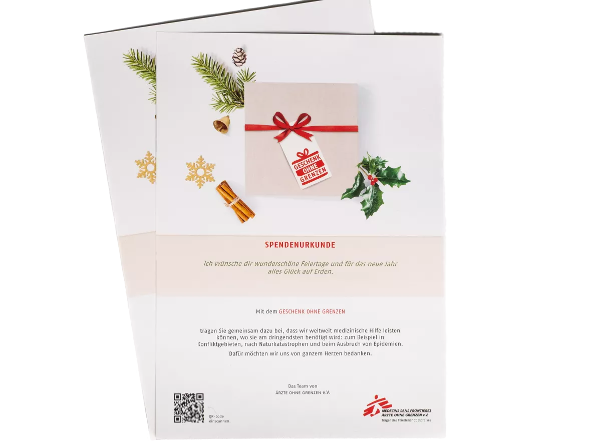Urkunde zur Geschenkspende anlässlich der Feiertage