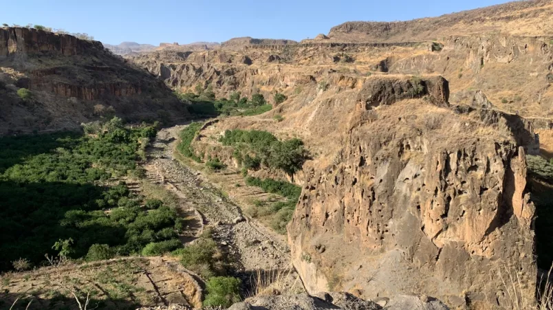 Sicht auf das Jebel Marra-Gebirge in der Region Darfur im Sudan.