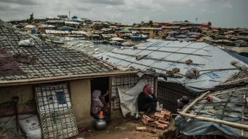 Blick auf Flüchtlingslager für Rohingya in Bangladesch