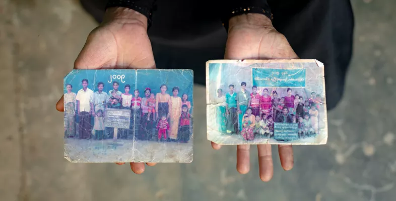 Nahaufnahme von Meluas Familienporträts aus Myanmar