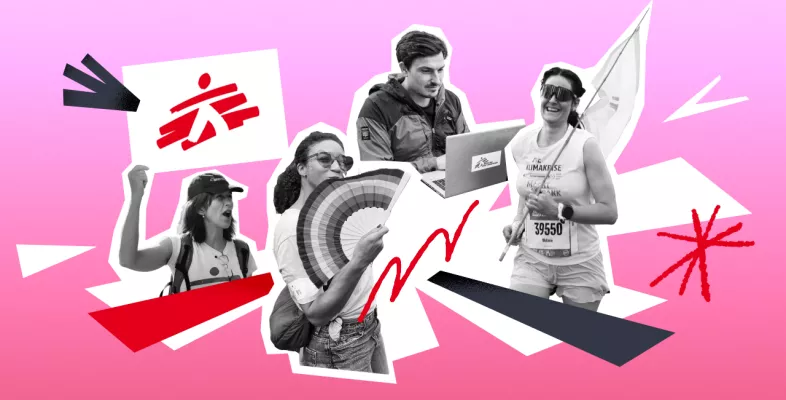 Eine Foto-Collage mit Personen, die sich für Ärzte ohne Grenzen engagieren.