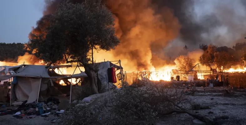 Das Feuer im Moria Camp auf Lesbos am 09. September 2020