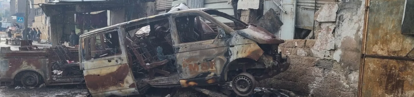 Unser zerstörter Krankenwagen in Gaza-Stadt.