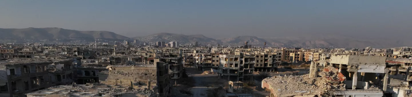 Zerstörte Teile der Stadt Ost-Ghuta (Syrien)