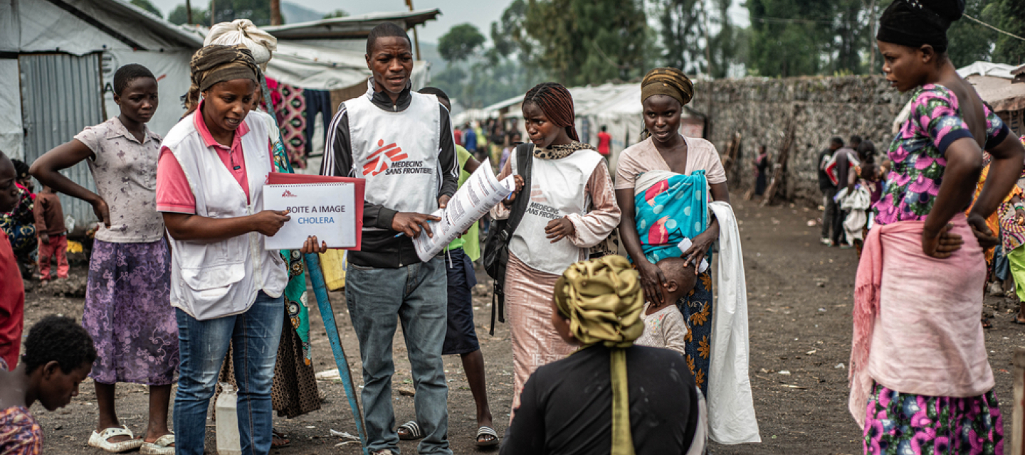 Cholera Aufklärung im Vertriebenencamp bei Goma