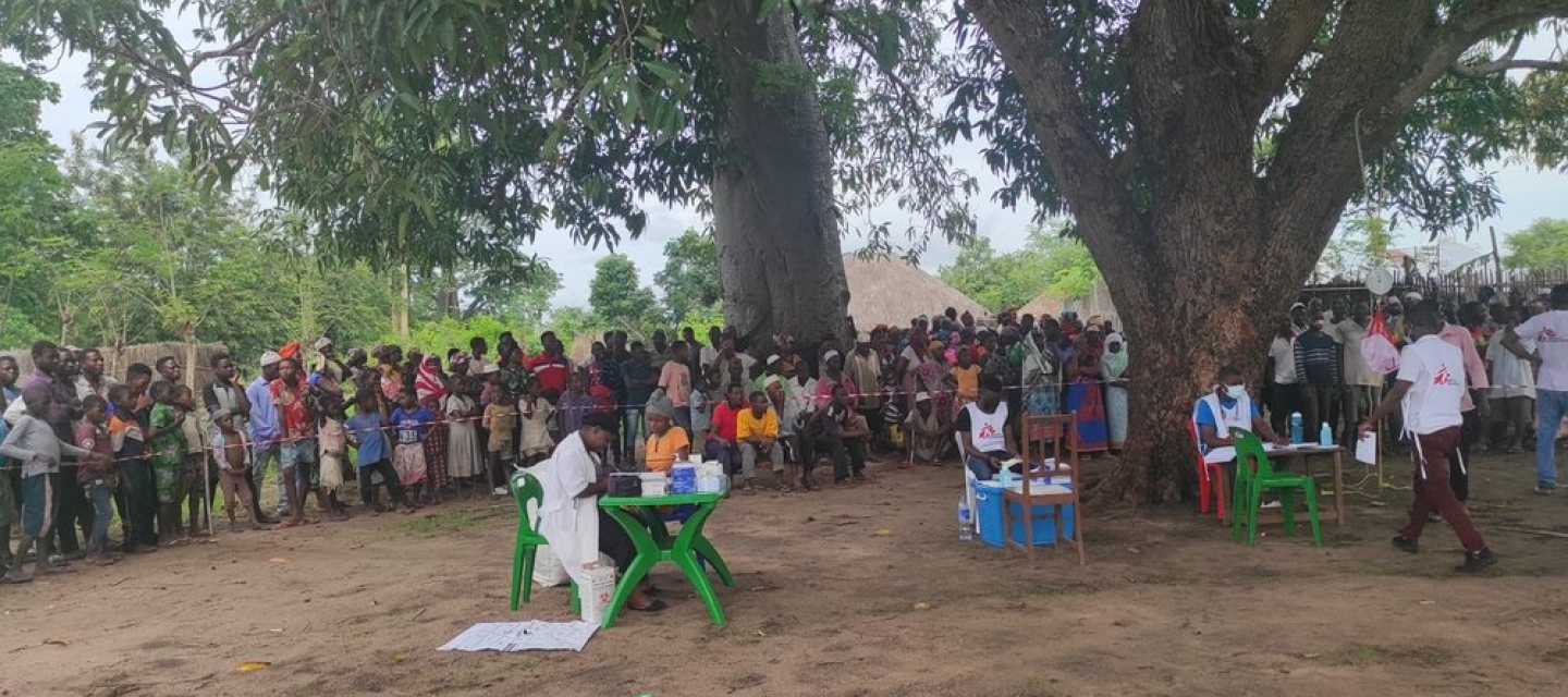 Eine mobile Klink von Ärzte ohne Grenzen in der Provinz Cabo Delgado. Mobile Klinik von Ärzte ohne Grenzen Mosambik