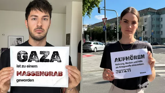 Zwei Influencer*innen machen auf die Situation in Gaza aufmerksam.