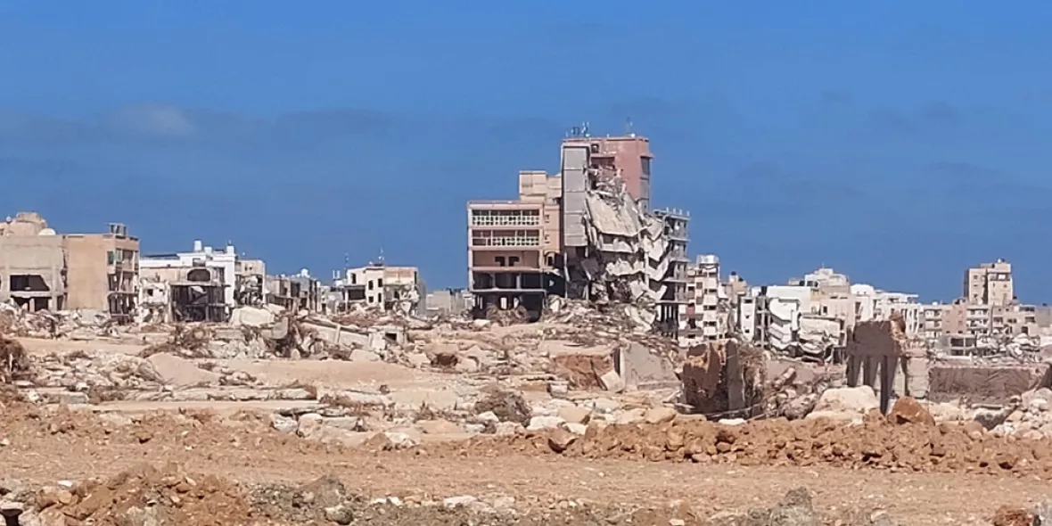Zu sehen ist die Stadt Darna im Osten Libyens, welche besonders schwer von den Überschwemmungen getroffen wurde.