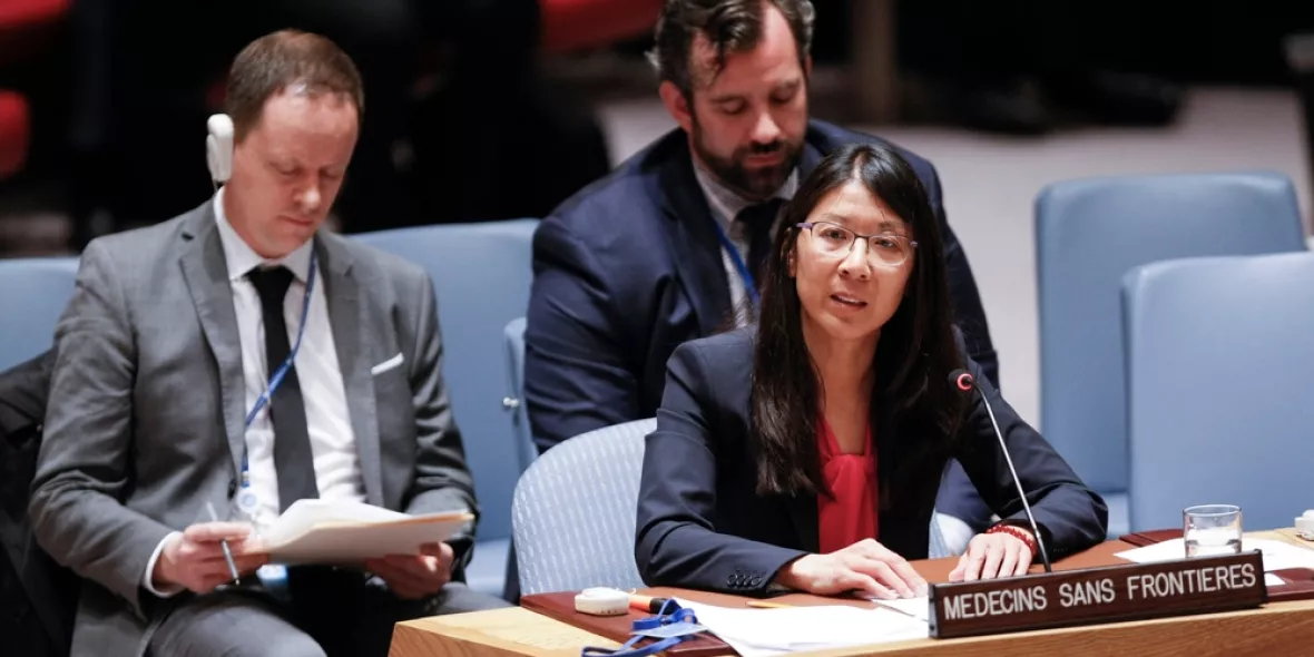 International Präsidentin Joanne Liu spricht bei der UN Sicherheitskonferenz, 2016