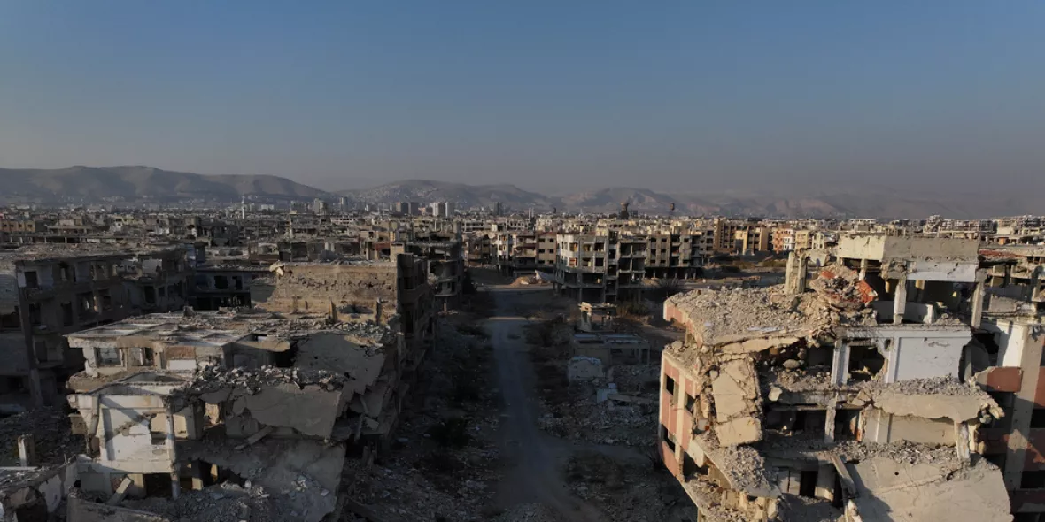 Zerstörte Teile der Stadt Ost-Ghuta (Syrien)