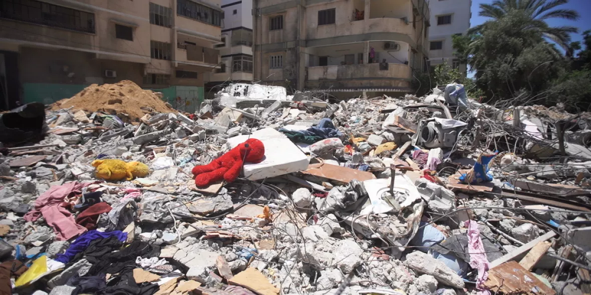 Ein Trümmerhaufen in der Stadt Gaza nach einem israelischen Luftangriffen.