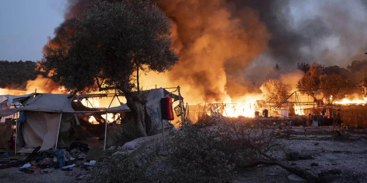 Das Feuer im Moria Camp auf Lesbos am 09. September 2020