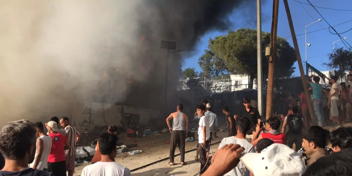 Feuer im Lager Moria