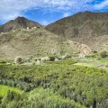 Eine grüne bergige Landschaft im Bergdorf Haydan im Nordjemen