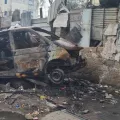 Unser zerstörter Krankenwagen in Gaza-Stadt.